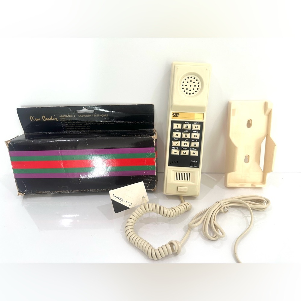 Rare Vintage Pierre Cardin Ambiance I Designer Telephone 1980s Phone White w Tag
